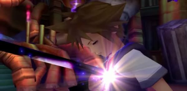 Sora and Roxas merge hearts in Kingdom Hearts.