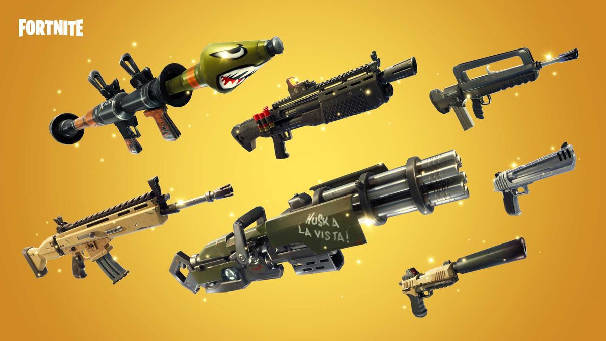Fortnite's Legendary weapons in Solid Gold mode