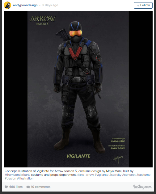 Early Vigilante costume Arrow season 5