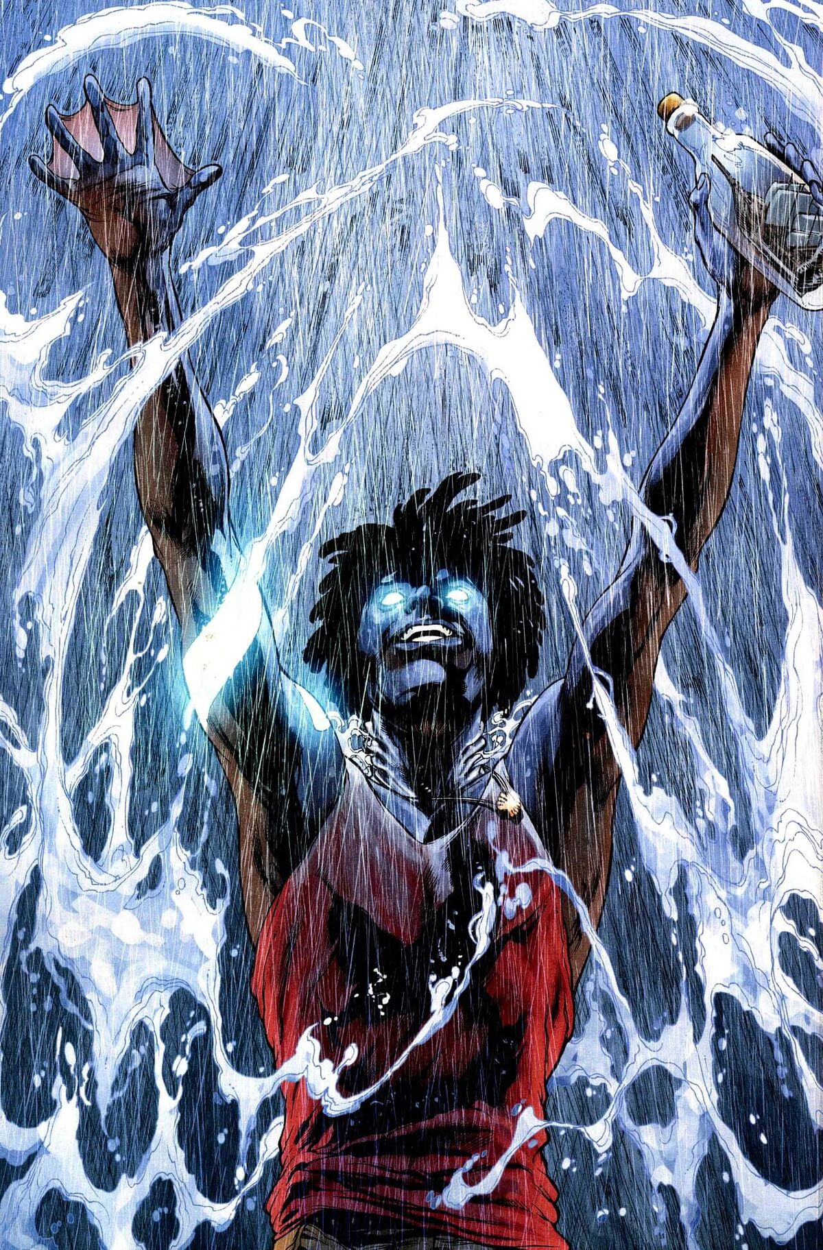 Aqualad Jackson Hyde splashed by water