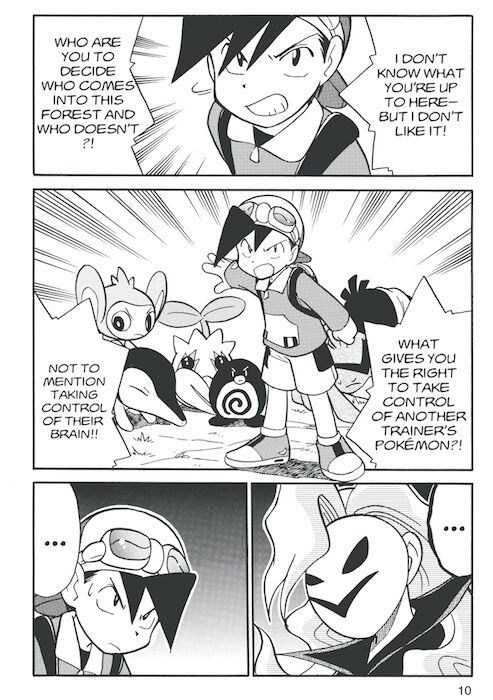 The protagonist stands up to Team Rocket.