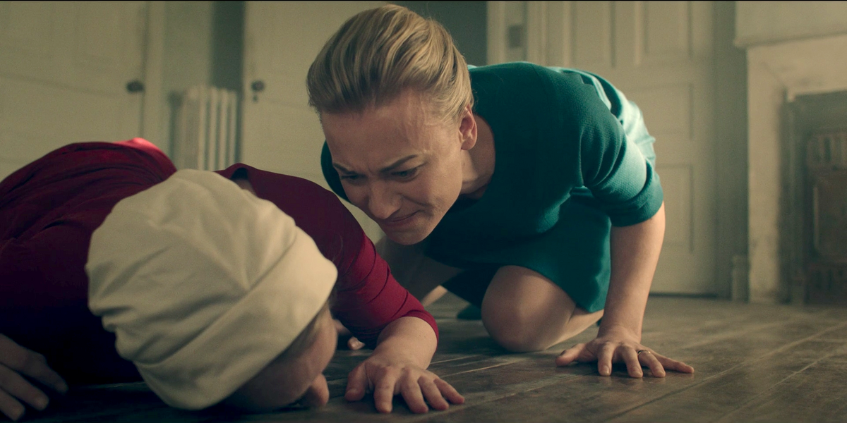 Serena Joy yells at Offred on The Handmaid's Tale
