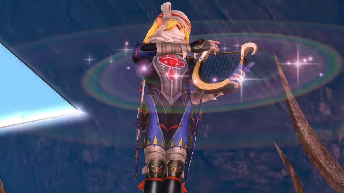 Sheik plays the harp