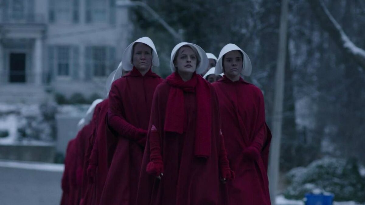 The Handmaid's at the end of season 1 of The Handmaid's Tale