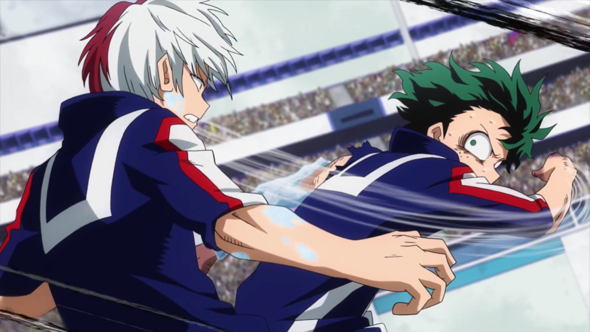 best anime fights Izuku Midoriya vs. Shoto Todoroki from My Hero Academia