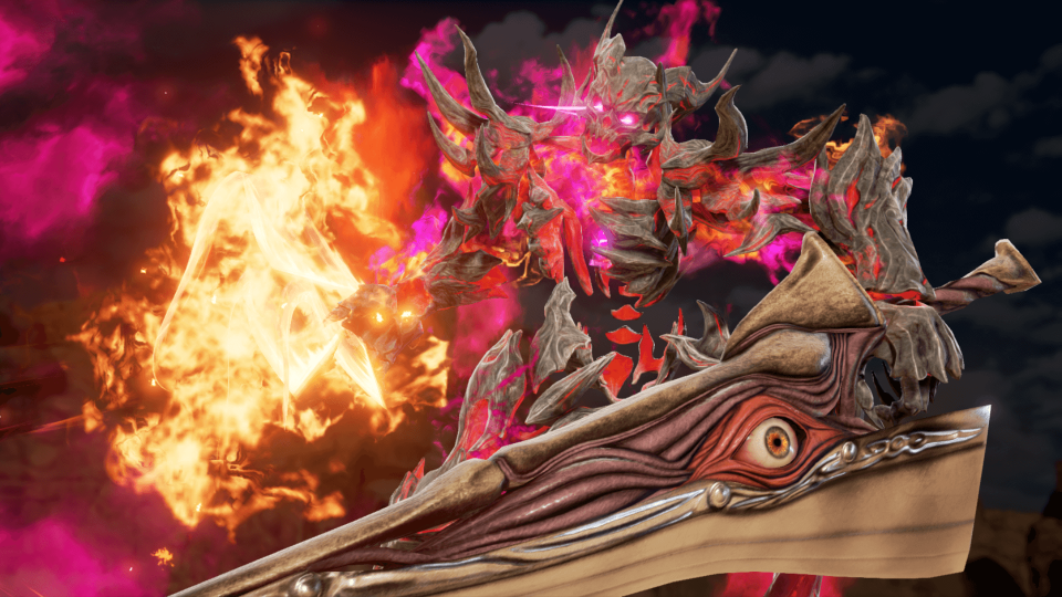 Knightmare holds the Soul Edge in Soulcalibur 6