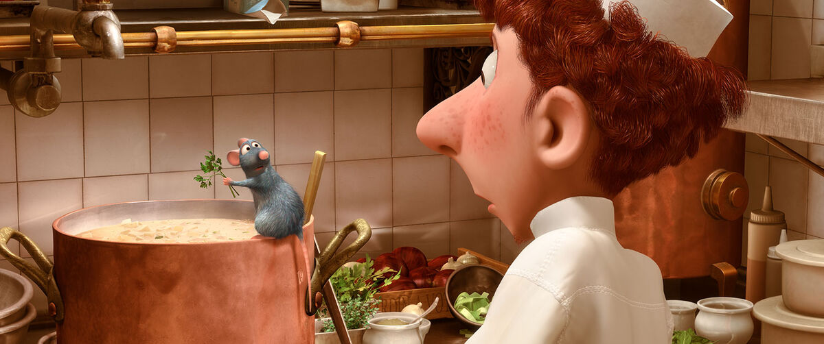 Remy and Linguini in Ratatouille.