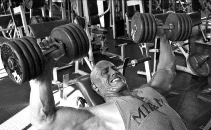 the rock working out b&w
