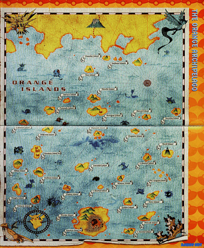 An illustrated map of the Orange Islands Pokemon.