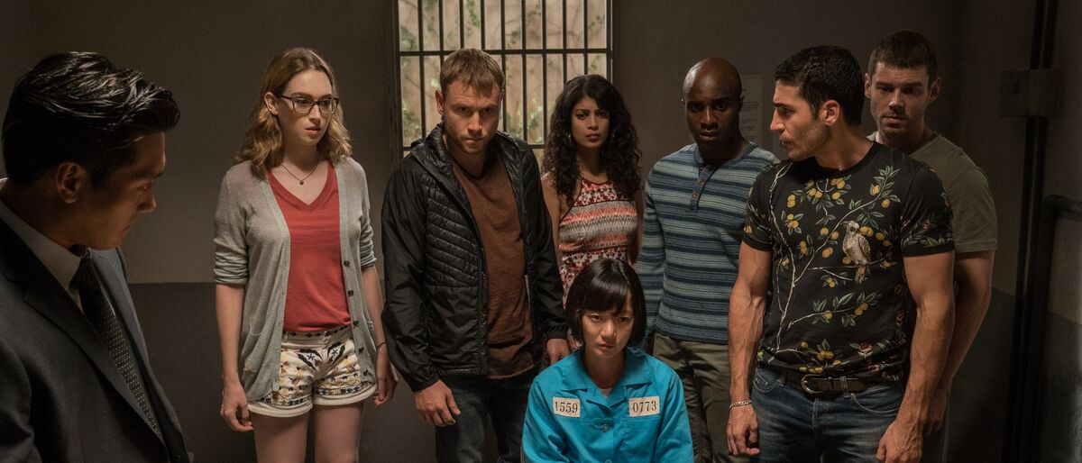 Sense8 cluster group in prison interrogation room