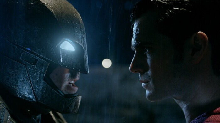 batman and superman face off