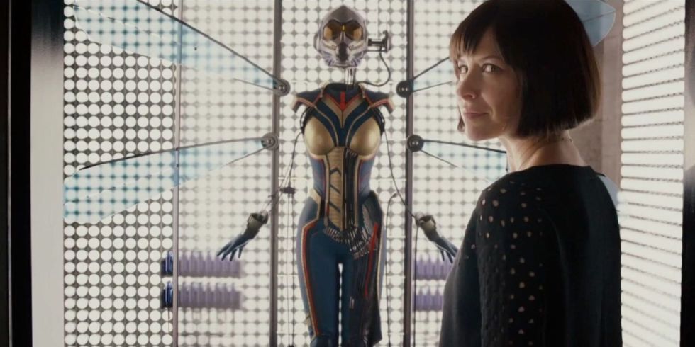 Hank Pym shows his daughter the new Wasp suit