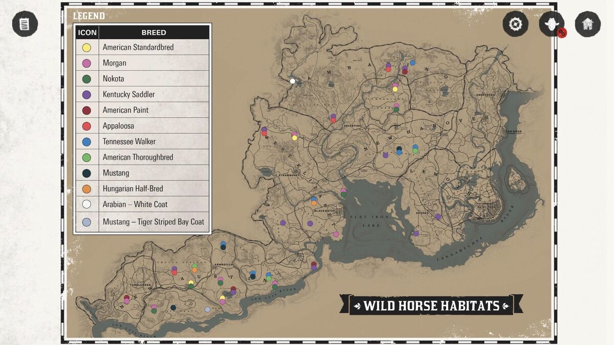 Red Dead Redemption 2 horse locations map
