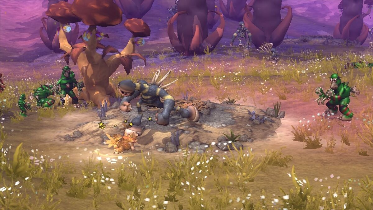 My creations in the tribal age fighting the epic version of themselves :  r/Spore