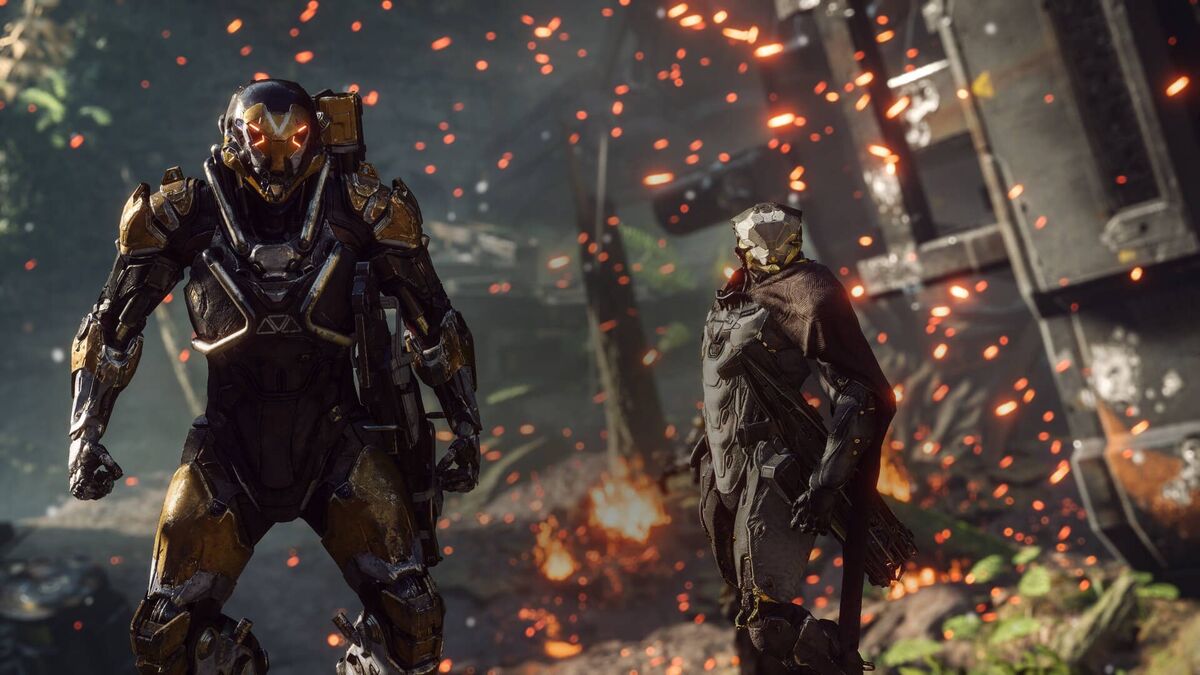 Anthem characters in Javelin suits