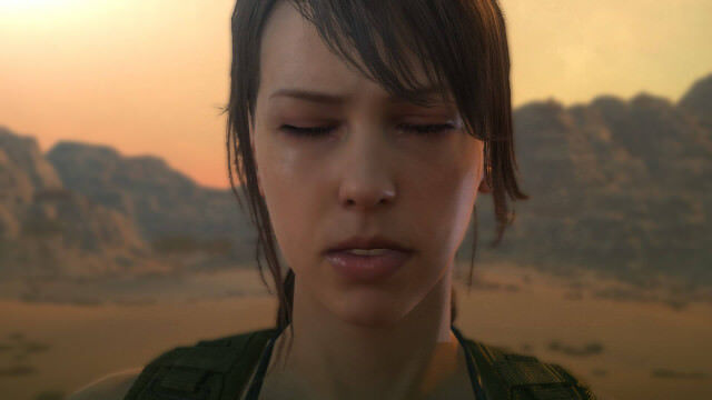 quiet with her eyes closed and sunset background metal-gear-solid-v