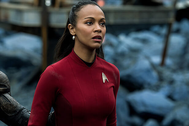 Zo&Atilde;&laquo; Saldana plays Uhura in Star Trek Beyond from Paramount Pictures, Skydance, Bad Robot, Sneaky Shark and Perfect Storm Entertainment