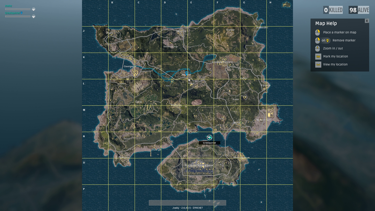 A far-off cursor in Battlegrounds map Erangel.