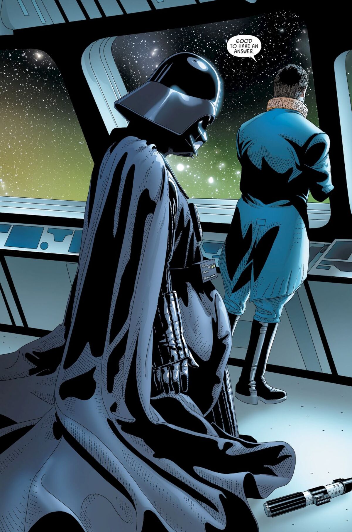 Panel from Darth Vader, Issue 23 featuring Vader and Cylo-V