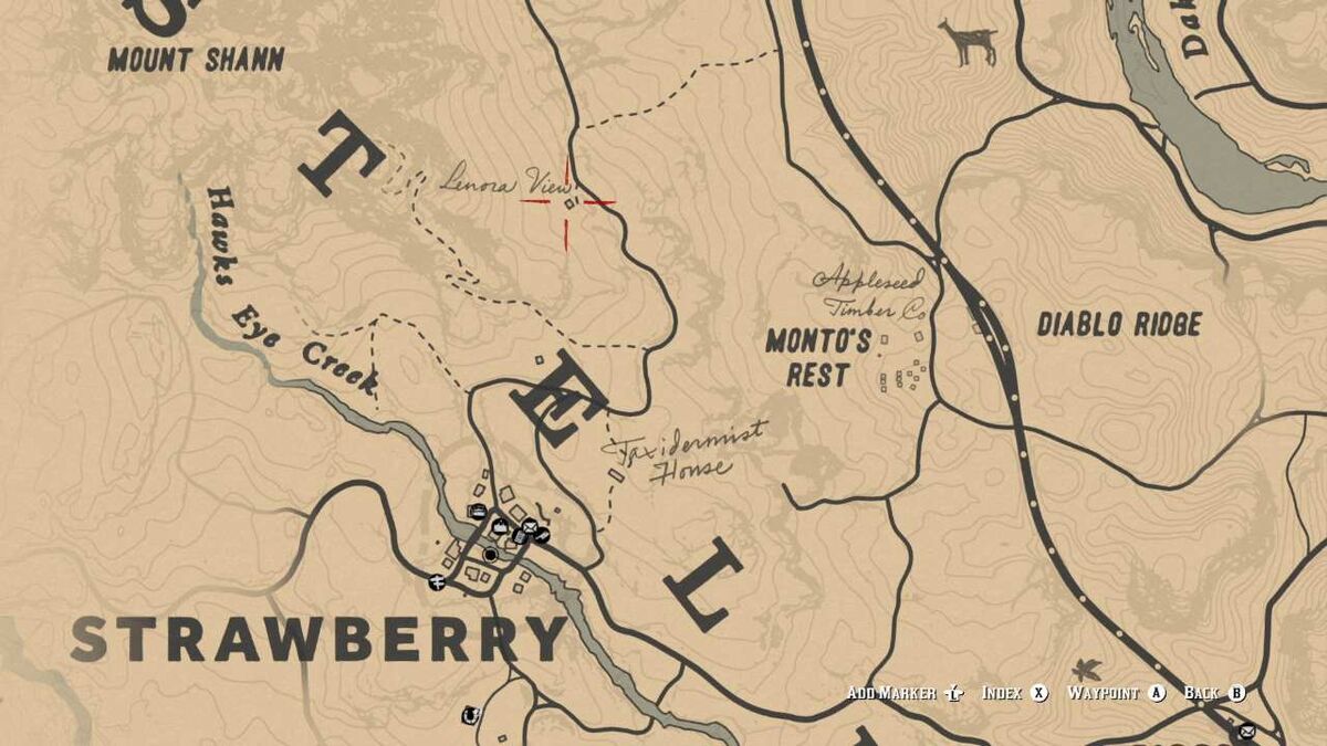 Lenora View shack location map Red Dead Redemption 2