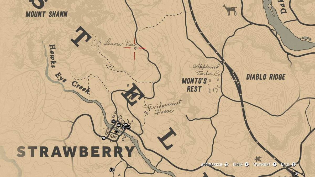 Lenora View shack location map Red Dead Redemption 2