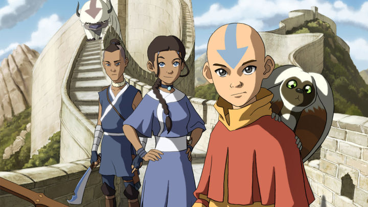 The founding members of Team Avatar&amp;amp;amp;amp;amp;amp;amp;amp;amp;amp;amp;amp;mdash;Aang, Katara, Sokka, Momo and Appa