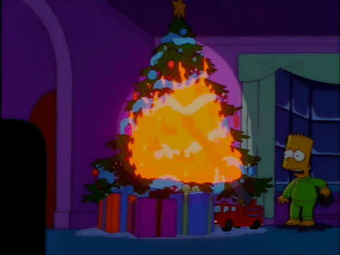 Bart burns down the Christmas tree in &quot;Miracle on Evergreen Terrace.&quot;