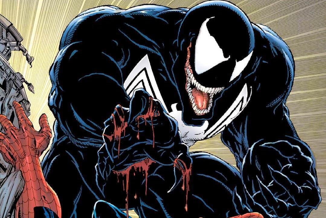 Venom looming over Spider-Man