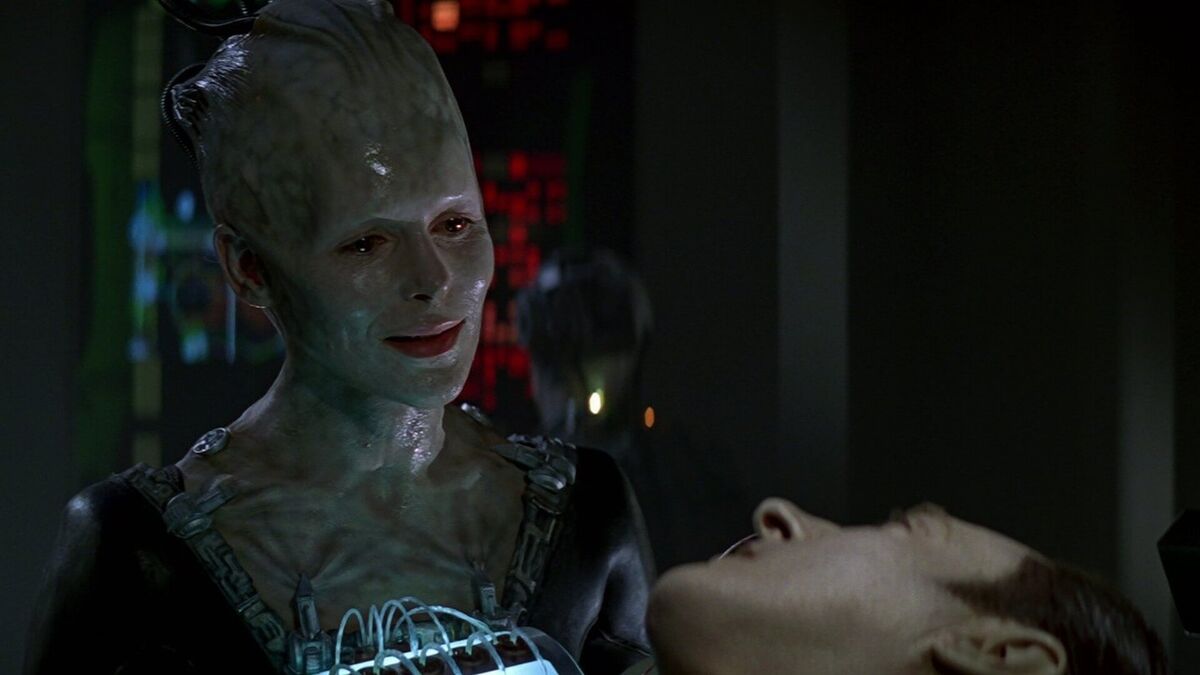 star trek look back first contact borg queen data