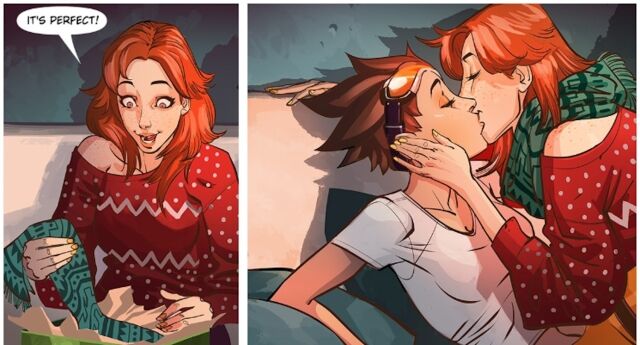 Emily and Tracer during Christmas.