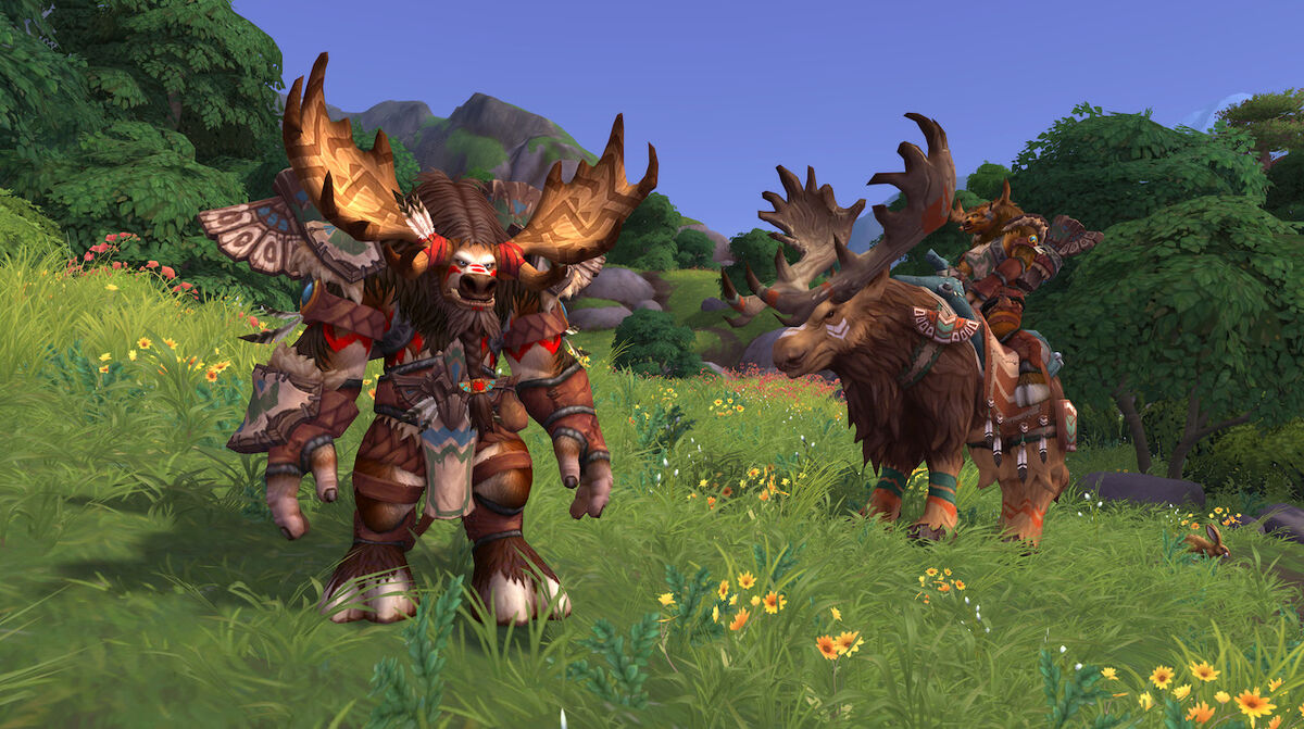Highmountain tauren with mount in World of Warcraft