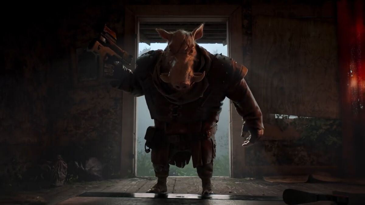 The boar knocks down the door