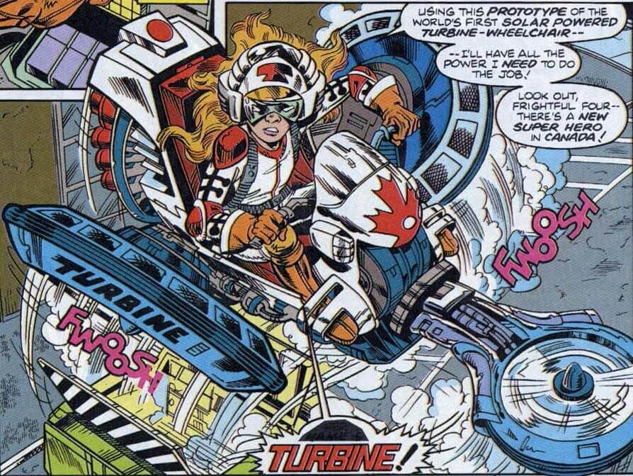 While American heroes were given massive high-tech guns in the 90s, Canada went with a big wheels.