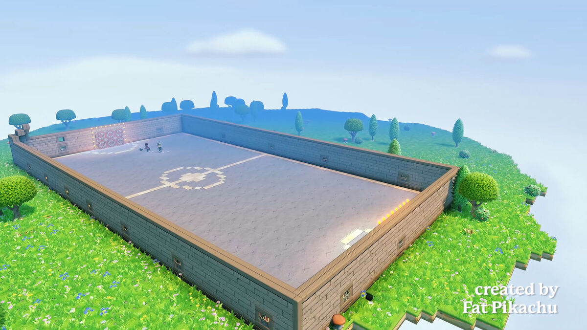 A Portal Knights creation of a soccer field.