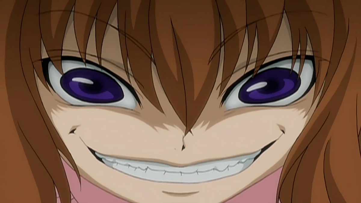 creepy anime smiles Maria Ushiromiya from Umineko when they cry