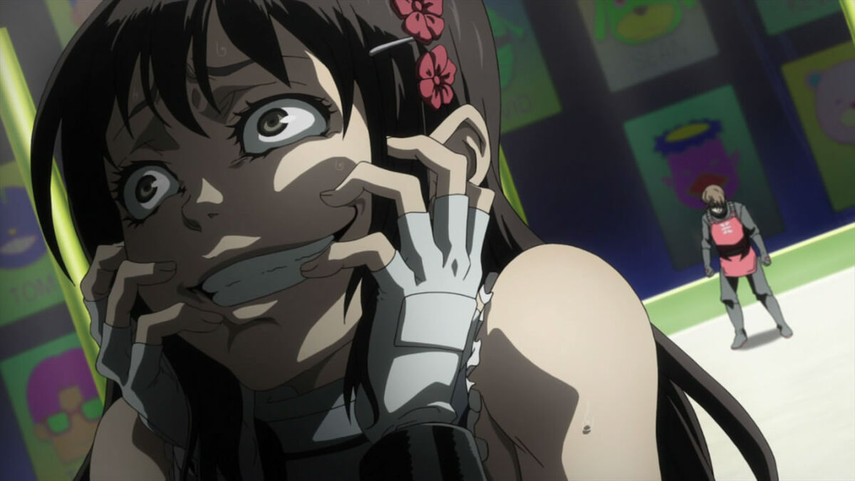 creepy anime smiles Minatsuki Takami from Deadman Wonderland