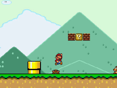 Mario bouncing on enemy, Mario jumping on Goomba, Super Mario Flash Bros