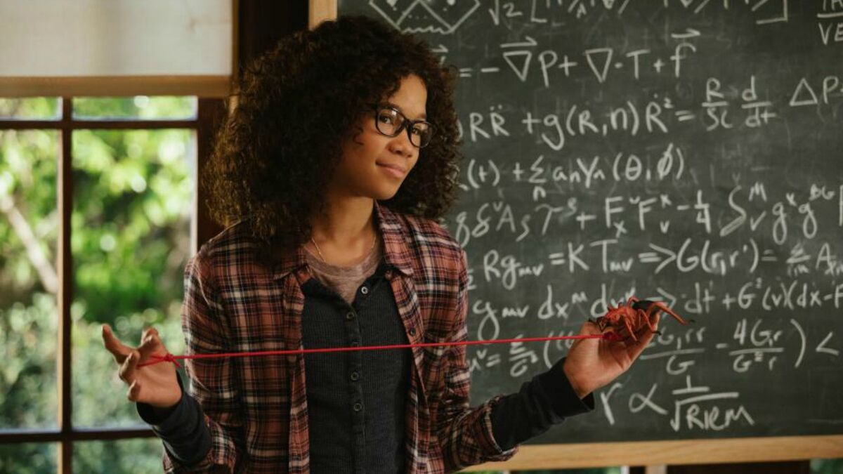 Meg Murry holds a string up in Disney's A Wrinkle In Time Meg