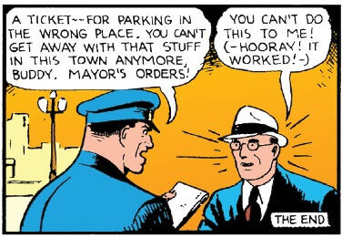 Although the cops apparently don&acirc;t recognize this vehicle was involved in the assault of a Jail Superintendent. Action Comics #12 (1939) DC Comics