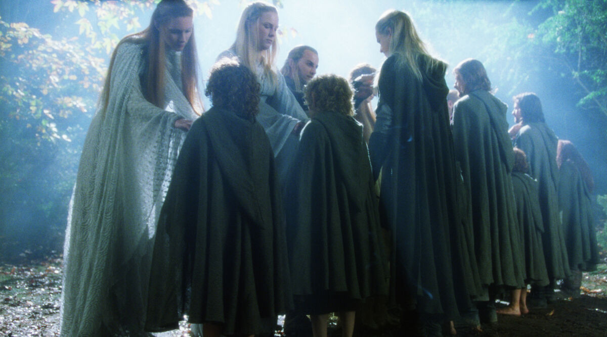 Elves and hobbits in Peter Jackson&#039;s The Lord of the Rings adaptation.