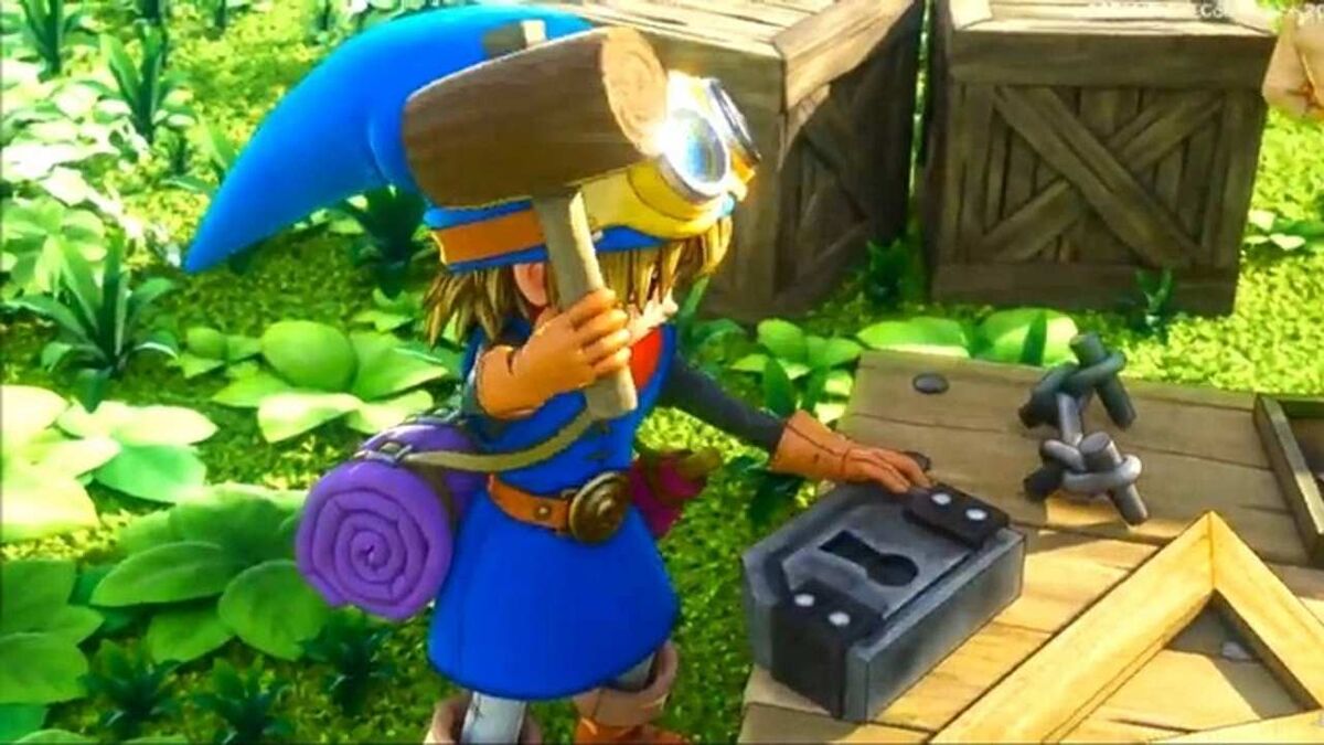 Dragon Quest Builders builder crafting a lock