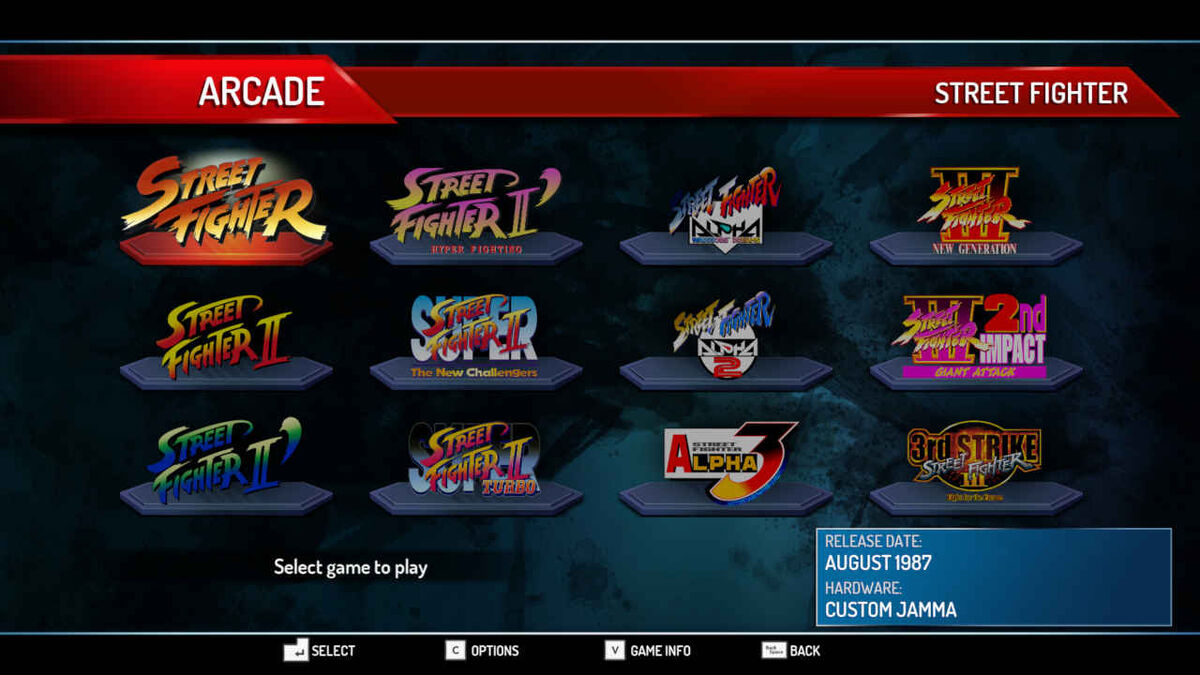 12 Street Fighter games are included