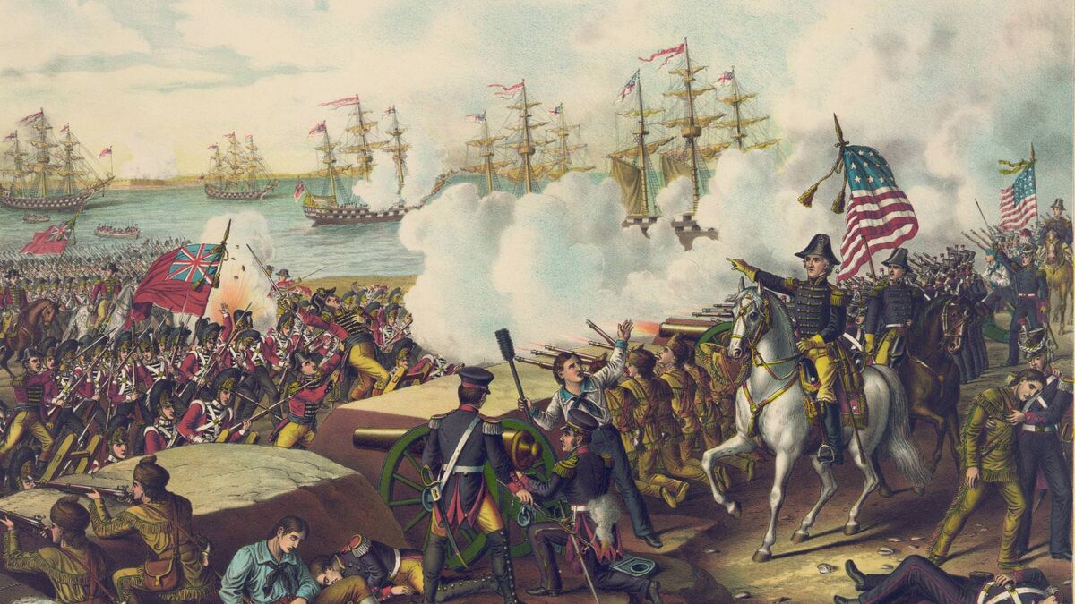 American soldiers fire upon the Redcoats of Great Britain. 