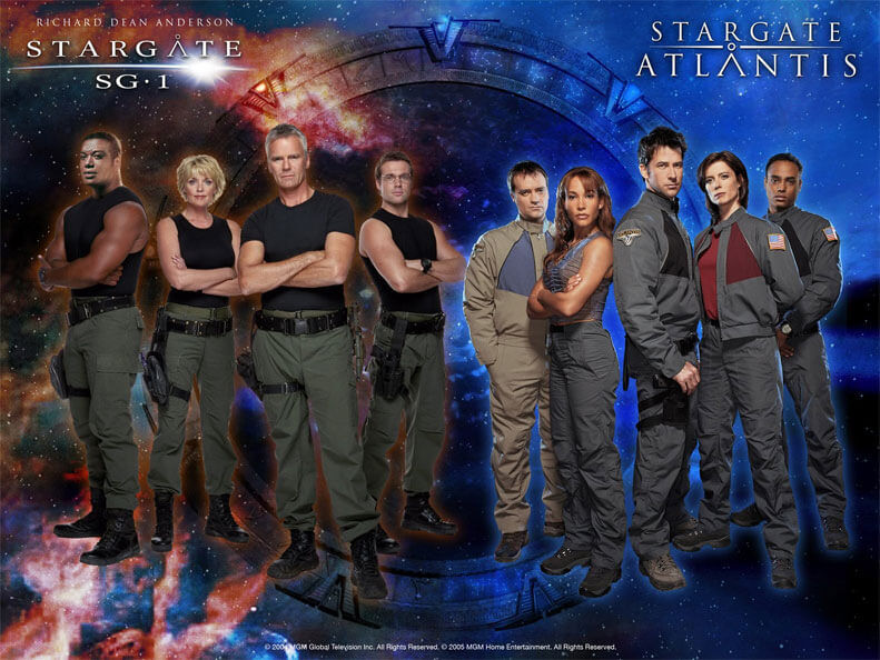 Stargate SG1 and Stargate Atlantis crews promotional image