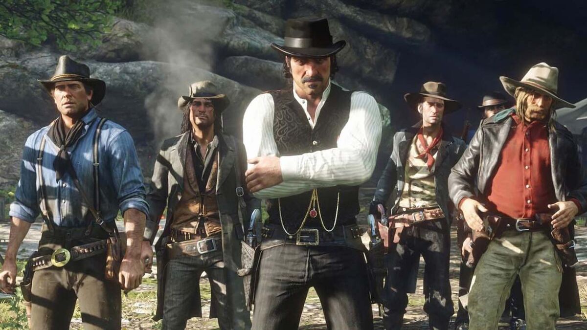 A group outlaws looking right at you. They think you been eyeballin' 'em, mister.