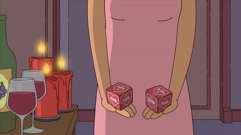 Linda holding 'sexy dice'