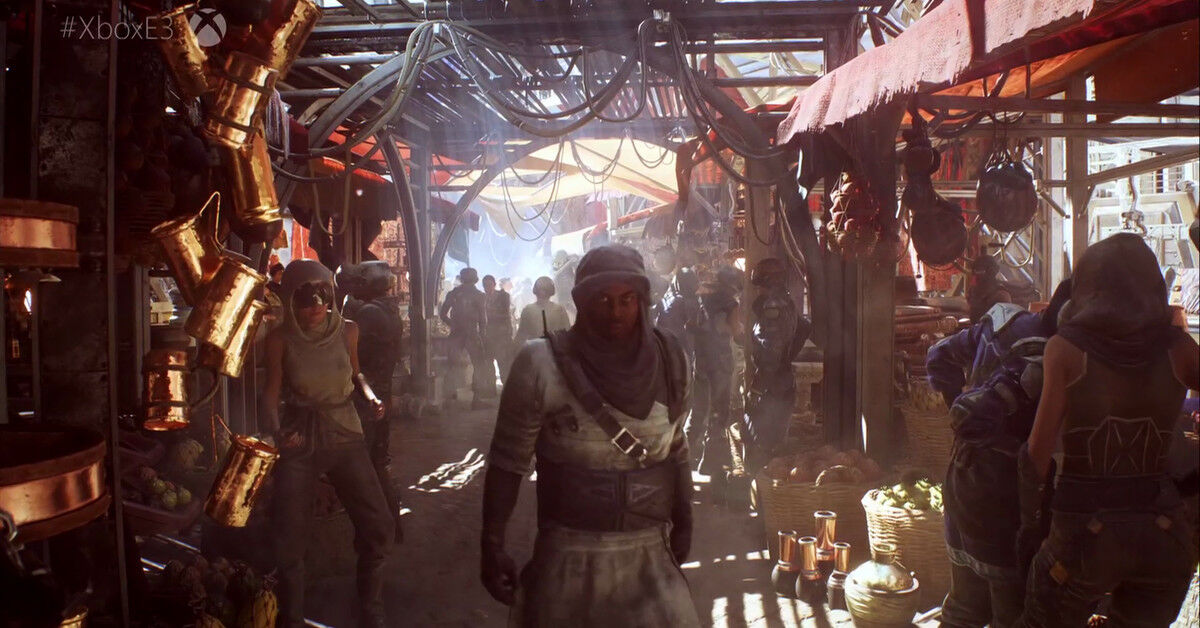 Anthem, screenshot of various characters at Fort Tarsis