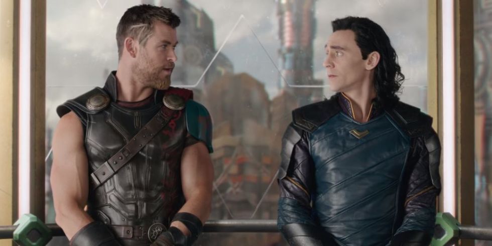 Thor and Loki looking at each other MCU Thor Ragnarok
