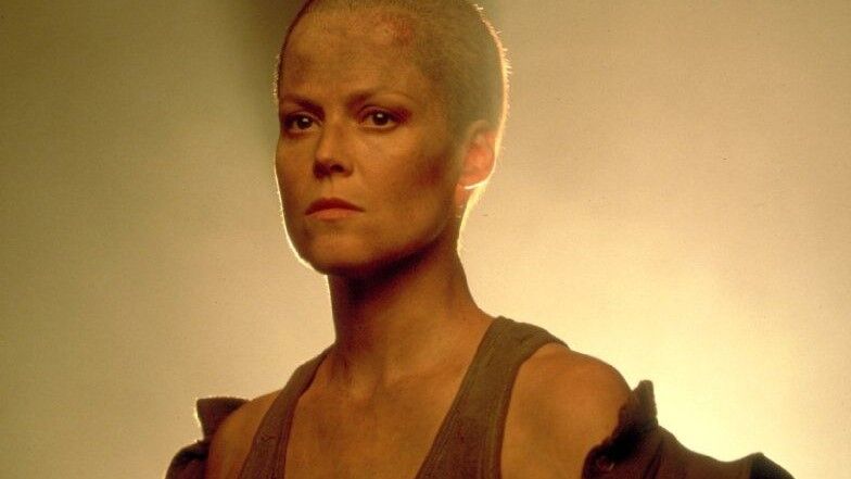 Ellen Ripley with shaved head in Alien 3