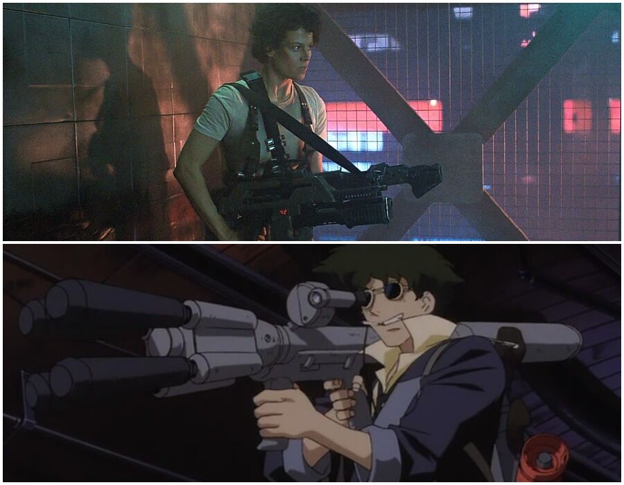 Cowboy Bebop's Spike Spegel and Aliens' Ripley are armed and ready to fight